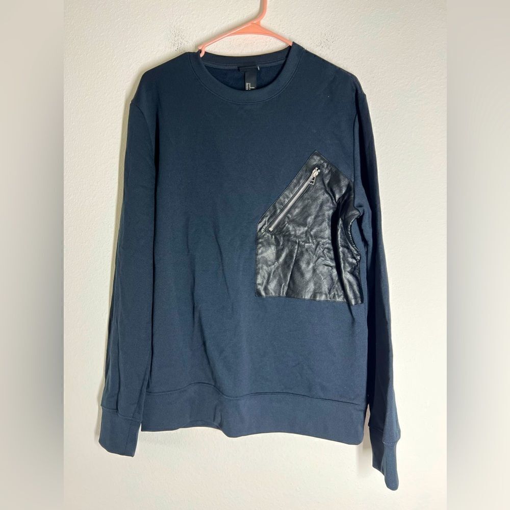 H&M Leather Patch Sweatshirt Size M Black